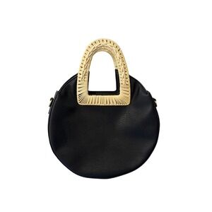 Anthropologie Vegan Round Circle  Bag Woven‎ Handle Purse